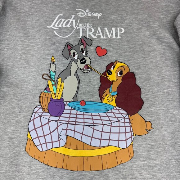 Disney Lady and the Tramp Graphic Heather Gray Crew Neck Pullover Adult size XL - Picture 5 of 9